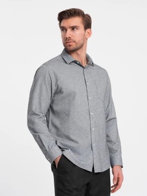 Zdjęcie produktu Koszula męska z kieszenią REGULAR FIT - szary melanż V3 OM-SHCS-0148
 -                                    L