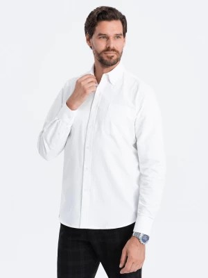 Zdjęcie produktu Koszula męska z tkaniny w stylu Oxford REGULAR - biała V1 OM-SHOS-0108
 -                                    L