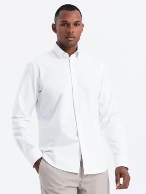 Zdjęcie produktu Koszula męska z tkaniny w stylu Oxford REGULAR - biała V1 OM-SHOS-0114
 -                                    L