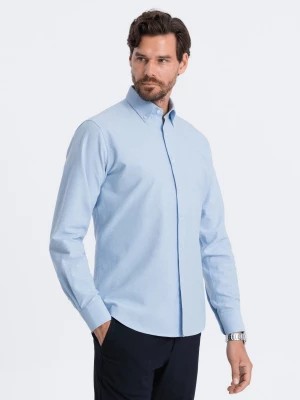 Zdjęcie produktu Koszula męska z tkaniny w stylu Oxford REGULAR - niebieska V2 OM-SHOS-0114
 -                                    L