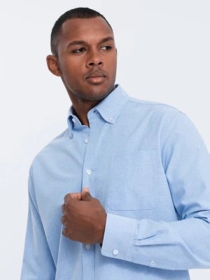 Zdjęcie produktu Koszula męska z tkaniny w stylu Oxford REGULAR - niebieska V4 OM-SHOS-0108
 -                                    M