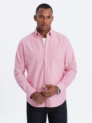 Zdjęcie produktu Koszula męska z tkaniny w stylu Oxford REGULAR - różowa V3 OM-SHOS-0108
 -                                    L