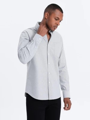 Zdjęcie produktu Koszula męska z tkaniny w stylu Oxford REGULAR - szara V2 OM-SHOS-0108
 -                                    M