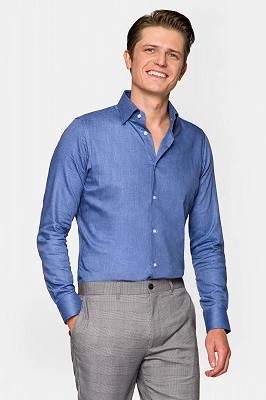 Zdjęcie produktu Koszula Niebieska Bawełniana w Jodełkę Patricia Lancerto