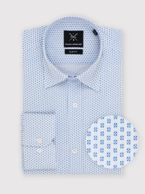 Zdjęcie produktu Biała koszula męska w niebieski mikrowzór Pako Lorente
