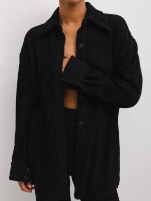 Zdjęcie produktu Koszula typu oversize z plisowanej BAWEŁNY w kolorze czarnym - BORGO-S/M Marsala