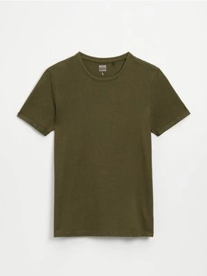 Zdjęcie produktu Koszulka basic z melanżowej dzianiny pika zielona House