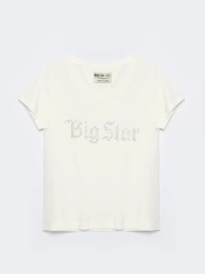 Zdjęcie produktu Koszulka damska z krótkim rękawem z logo BIG STAR z cyrkoniami biała Avrora 100