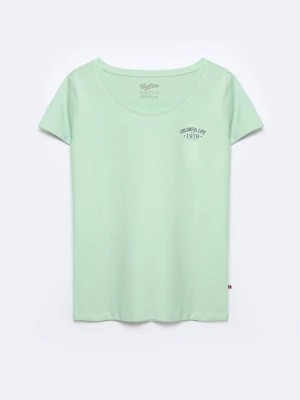 Zdjęcie produktu Koszulka damska z nadrukiem na piersi zielona Nika 315 BIG STAR