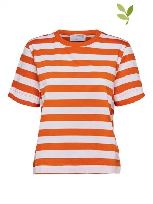 Zdjęcie produktu SELECTED FEMME Koszulka "Essential" w kolorze pomarańczowo-białym rozmiar: XS