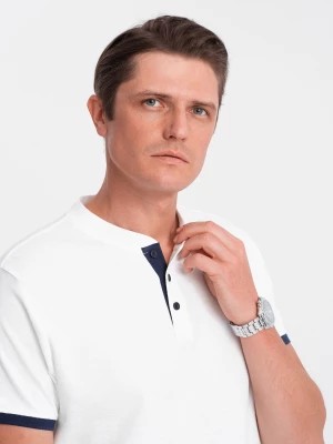 Zdjęcie produktu Koszulka męska polo bez kołnierzyka - biała V1 OM-TSCT-0156
 -                                    XL