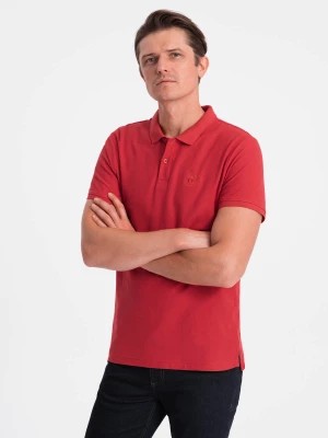 Zdjęcie produktu Koszulka męska polo z dzianiny pique - ciemnoczerwony V14 S1374
 -                                    M