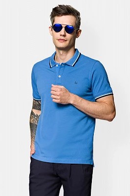 Zdjęcie produktu Koszulka Polo Bawełniana Niebieska Adrian Lancerto