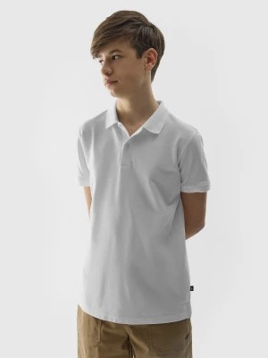 Zdjęcie produktu Koszulka polo regular gładka chłopięca - biała 4F