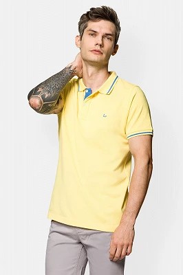 Zdjęcie produktu Koszulka Polo Bawełniana Żółta Adrian Lancerto