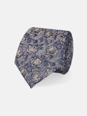 Zdjęcie produktu Krawat Beżowo-Granatowy w Kwiaty Lancerto