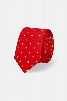 Zdjęcie produktu Krawat Czerwony Wzór Geometryczny Lancerto