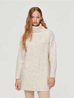 Zdjęcie produktu Kremowa sukienka swetrowa z golfem House