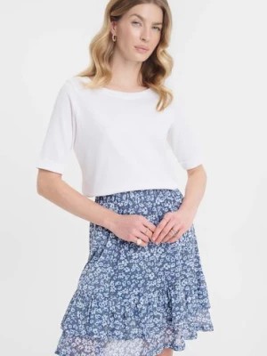 Zdjęcie produktu Krótka spódniczka damska niebieska w kwiatki Greenpoint