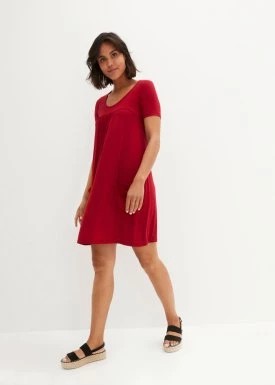 Zdjęcie produktu Krótka sukienka z dżerseju ze zrównoważonej wiskozy, krótki rękaw bonprix