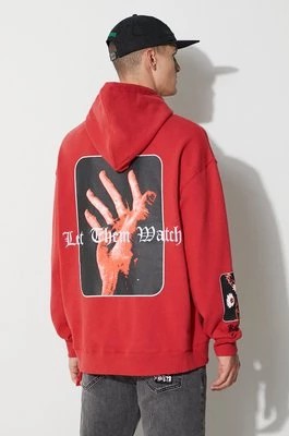 Zdjęcie produktu KSUBI bluza bawełniana męska kolor czerwony z kapturem z nadrukiem