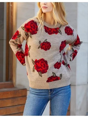 Zdjęcie produktu LA Angels Sweter w kolorze beżowo-czerwonym rozmiar: XL