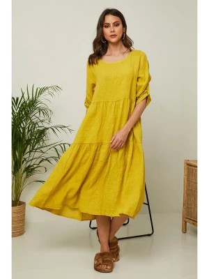 Zdjęcie produktu La Compagnie Du Lin Lniana sukienka "Elvira" w kolorze żółtym rozmiar: L