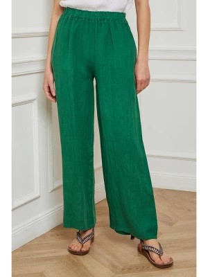 Zdjęcie produktu La Compagnie Du Lin Spodnie lniane "Pipa" w kolorze zielonym rozmiar: M