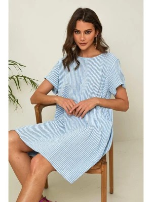 Zdjęcie produktu La Compagnie Du Lin Sukienka "Days" w kolorze błękitno-białym rozmiar: L