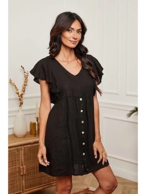 Zdjęcie produktu La Compagnie Du Lin Sukienka lniana "Elisabeta" w kolorze czarnym rozmiar: M