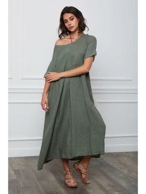 Zdjęcie produktu La Compagnie Du Lin Sukienka lniana "Gorginia" w kolorze khaki rozmiar: XL
