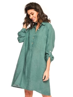 Zdjęcie produktu La Compagnie Du Lin Sukienka lniana "Sandrina" w kolorze zielonym rozmiar: XL
