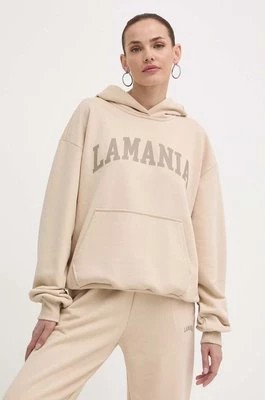 Zdjęcie produktu La Mania bluza FINE damska kolor beżowy z kapturem z nadrukiem FINE
