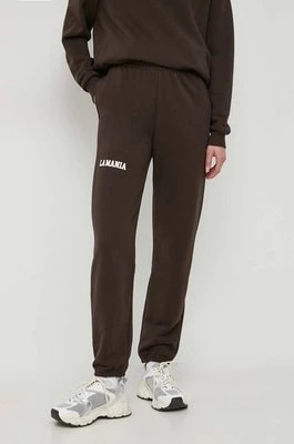 Zdjęcie produktu La Mania spodnie dresowe kolor brązowy high waist