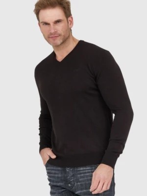 Zdjęcie produktu LA MARTINA Czarny sweter męski z wełną w serek