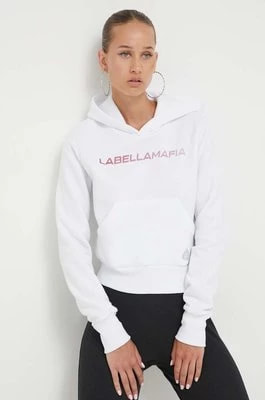 Zdjęcie produktu LaBellaMafia bluza damska kolor biały z kapturem z nadrukiem