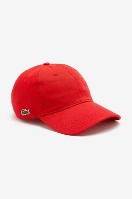 Zdjęcie produktu Lacoste czapka z daszkiem bawełniana kolor czerwony gładka (puste)