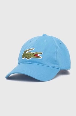 Zdjęcie produktu Lacoste czapka z daszkiem bawełniana kolor niebieski z aplikacją