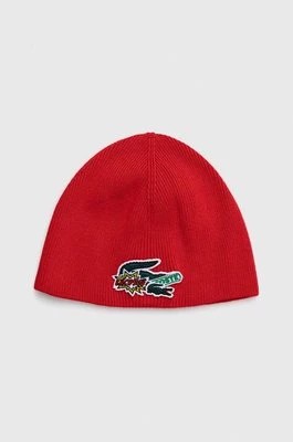 Zdjęcie produktu Lacoste czapka z domieszką wełny kolor czerwony z cienkiej dzianiny