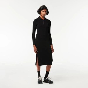 Zdjęcie produktu Lacoste Długa, bezszwowa sukienka polo z prążkowanej dzianiny