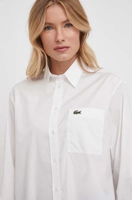 Zdjęcie produktu Lacoste koszula bawełniana damska kolor biały relaxed z kołnierzykiem klasycznym