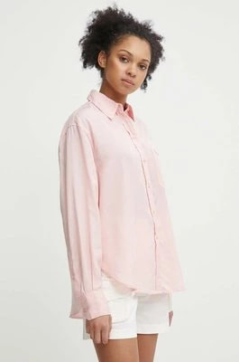 Zdjęcie produktu Lacoste koszula damska kolor różowy relaxed z kołnierzykiem klasycznym