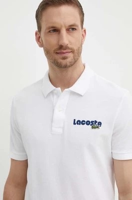 Zdjęcie produktu Lacoste polo bawełniane kolor biały z nadrukiem