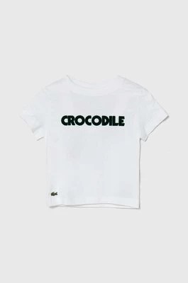 Zdjęcie produktu Lacoste t-shirt bawełniany dziecięcy kolor biały z nadrukiem
