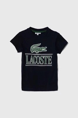 Zdjęcie produktu Lacoste t-shirt bawełniany dziecięcy kolor granatowy z nadrukiem