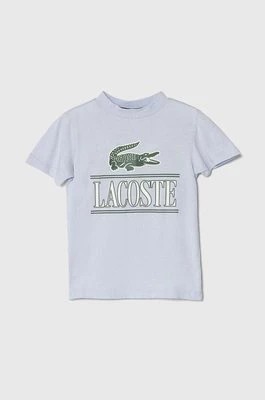Zdjęcie produktu Lacoste t-shirt bawełniany dziecięcy kolor niebieski z nadrukiem