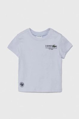 Zdjęcie produktu Lacoste t-shirt bawełniany dziecięcy kolor niebieski z nadrukiem