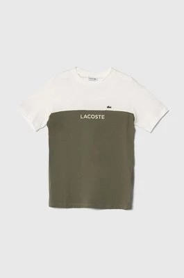Zdjęcie produktu Lacoste t-shirt bawełniany dziecięcy kolor zielony wzorzysty