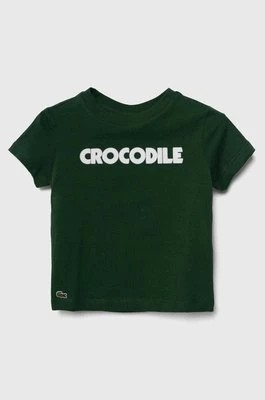 Zdjęcie produktu Lacoste t-shirt bawełniany dziecięcy kolor zielony z nadrukiem
