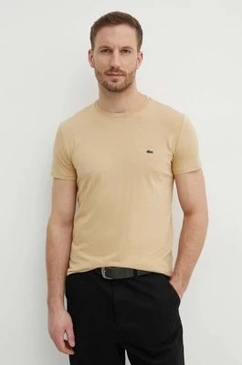 Zdjęcie produktu Lacoste t-shirt bawełniany kolor beżowy gładki